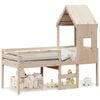 vidaXL Hochbett mit Dach 90x200 cm Massivholz Kiefer