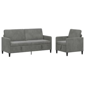 vidaXL Sofa Set mit Stauraum 2 stk. Dunkelgrau Polyester