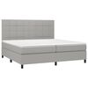 vidaXL Boxspringbett mit Matratze & LED Hellgrau 200x200 cm Stoff