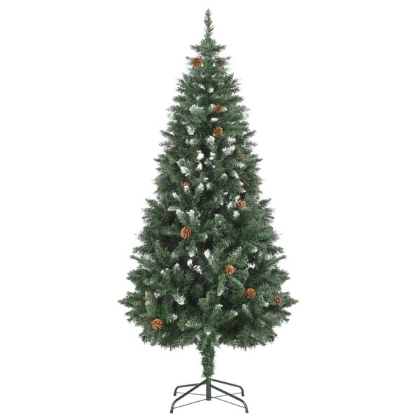 vidaXL Künstlicher Weihnachtsbaum Kiefernzapfen Weißem Glitzer 180 cm