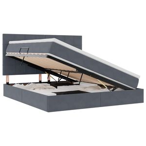 vidaXL Bett mit Stauraum und LED mit LED Dunkelgrau 160 x 200 cm Samt