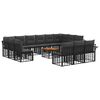 vidaXL Outdoor-Sofagarnitur 14 stk. Schwarz und Dunkelgrau Polyester