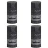Bolsius Rustikale Stumpenkerzen 4 Stk. 200 x 100 mm Dunkelgrau