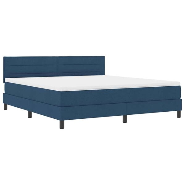 vidaXL Boxspringbett mit Matratze mit Kopfteil Blau 180 x 200 cm Stoff