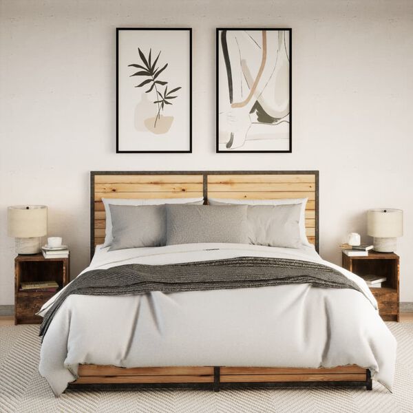 vidaXL Nachttische mit LED-Leuchten 2 Stk. R&auml;uchereiche Holzwerkstoff