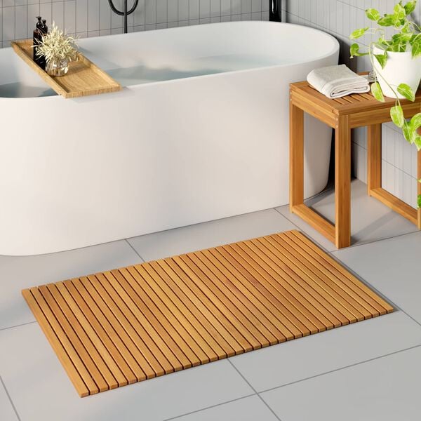 vidaXL Badematte Uni Braun 100 x 60 cm Holz