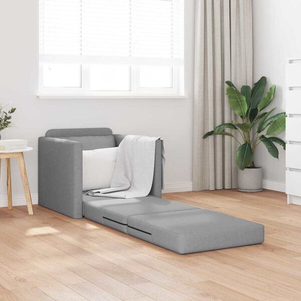 vidaXL Bodensofa mit Schlaffunktion Hellgrau 112x174x55 cm Stoff
