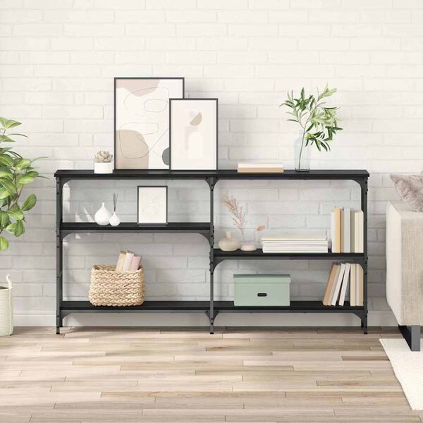 vidaXL Konsolentisch mit Regal Schwarz Eichen-Optik 150 x 29 x 76,5 cm