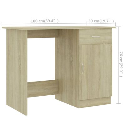 vidaXL Schreibtisch Sonoma-Eiche 100x50x76 cm Holzwerkstoff