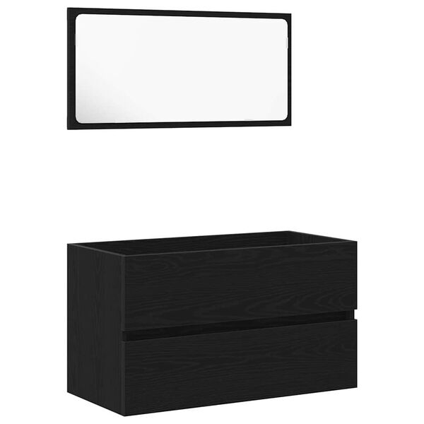 vidaXL Badezimmermöbel-Set 2 pcs Schwarz Eichen-Optik Holzwerkstoff
