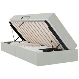 vidaXL Aufbewahrungsbett mit Matratze Hellgrau 90 x 200 cm Samt