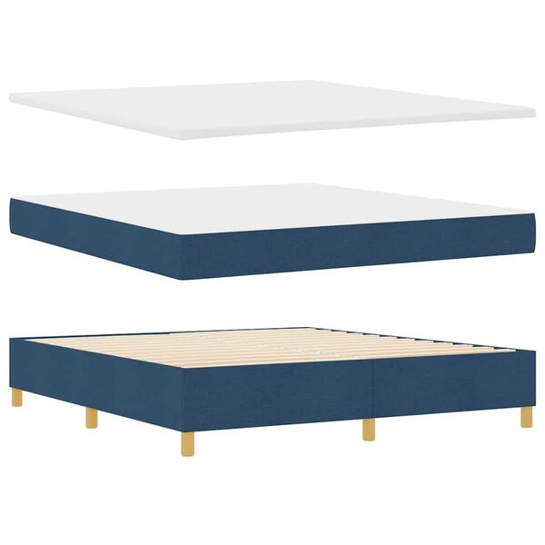 vidaXL Boxspringbett mit Matratze mit Kopfteil Blau 180 x 200 cm Stoff