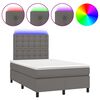 vidaXL Boxspringbett mit Matratze & LED Grau 120x190 cm Kunstleder