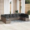 vidaXL Gartensofa-set mit Kissen mit Speicher 10 pcs Grau Poly-Rattan