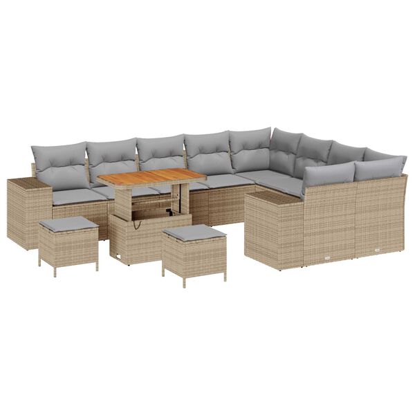 vidaXL Garten-Sofa-Set 12 pcs Beige Poly-Rattan