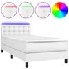 vidaXL Boxspringbett mit Matratze & LED Wei&szlig; 90x190 cm Kunstleder