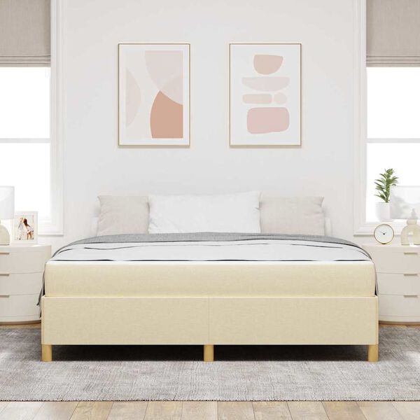 vidaXL Bettrahmen mit Matratze Creme 180 x 200 cm Stoff