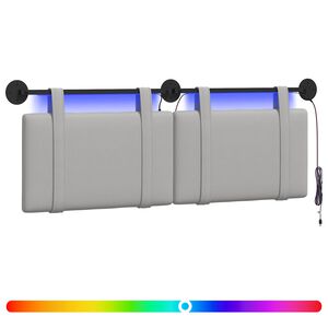 vidaXL H&auml;ngendes Kopfteil Mit LED Licht Wolkengrau Stoff