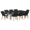 vidaXL Garten Essgruppe mit Kissen 9 pcs Schwarz Poly-Rattan