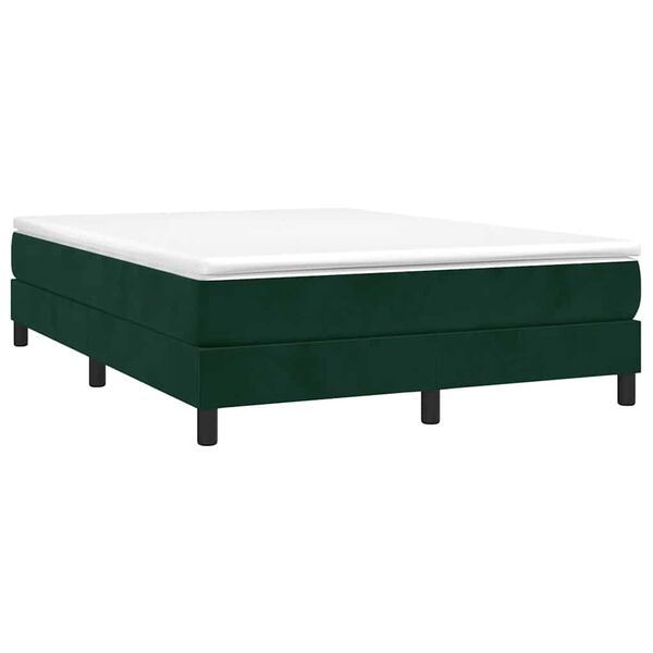 vidaXL Boxspringbett mit Matratze Dunkelgr&uuml;n 140x190 cm Samt