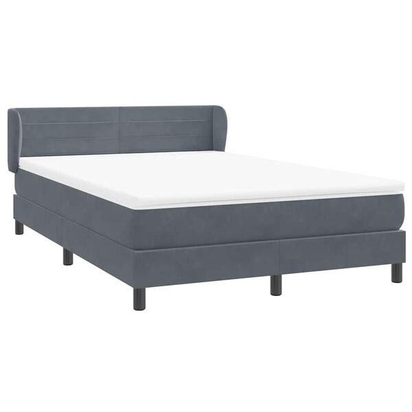 vidaXL Boxspringbett mit Matratze Dunkelgrau 140x220 cm Samt