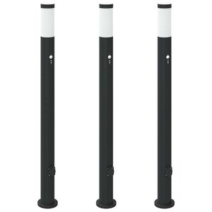 vidaXL Pollerleuchten mit Sensor&Steckdose 3er 110 cm Edelstahl IP44