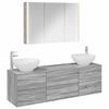 vidaXL Badezimmerm&ouml;bel-Set 4 pcs Grau Sonoma Ingenieurholz und Glas