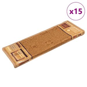 vidaXL Treppenmatten Selbstklebend 15 Stk. 65x21x4 cm Beige