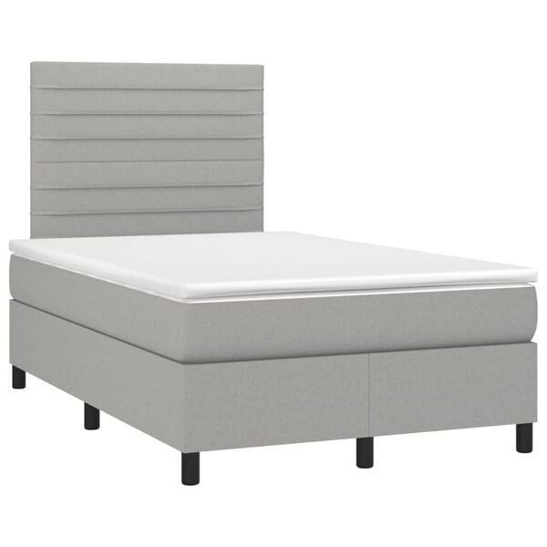 vidaXL Boxspringbett mit Matratze Hellgrau 120x190 cm Stoff