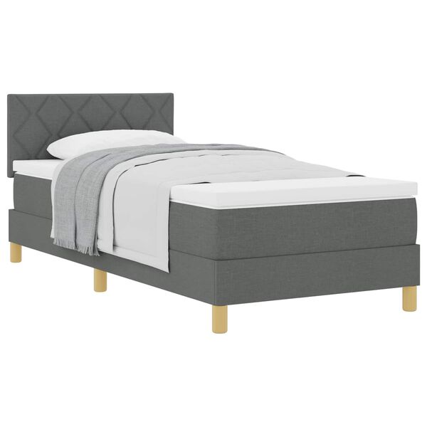 vidaXL Boxspringbett mit Matratze Dunkelgrau 90 x 190 cm Stoff