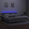 vidaXL Boxspringbett mit Matratze & LED Hellgrau 200x200 cm Stoff