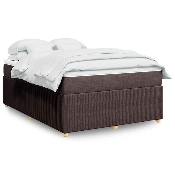 vidaXL Boxspringbett mit Matratze Dunkelbraun 140x190 cm Stoff
