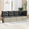 vidaXL Gartensofa mit Kissen 4-Sitzer Hellgrau Poly Rattan
