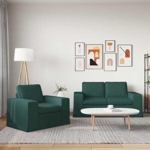 vidaXL Sofa 120cm 2 pcs Dunkelgr&uuml;n Metall