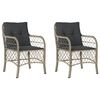 vidaXL Gartenst&uuml;hle mit Kissen 2 Stk. Hellgrau Poly Rattan