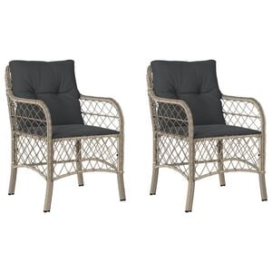 vidaXL Gartenst&uuml;hle mit Kissen 2 Stk. Hellgrau Poly Rattan