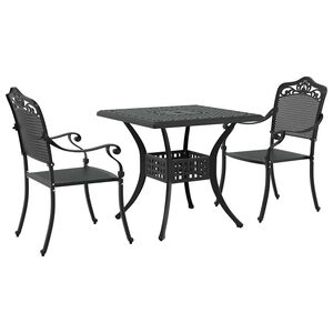 vidaXL Gartentisch Set 3 pcs Schwarz Gussaluminium