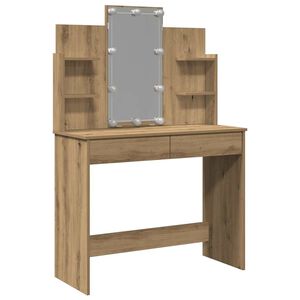 vidaXL Schminktisch mit LED-Leuchten Artisan-Eiche 96x40x142 cm
