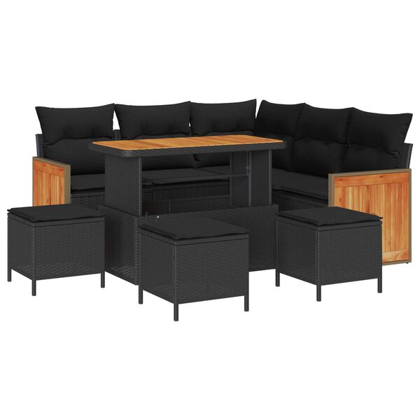 vidaXL Garten-Sofa-Set 8 pcs Schwarz Poly-Rattan