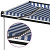 vidaXL Automatische Markise mit LED & Windsensor 300x250 cm Blau Wei&szlig;