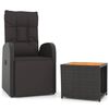 vidaXL 2-tlg. Garten-Lounge-Set Schwarz Poly Rattan Massivholz Akazie