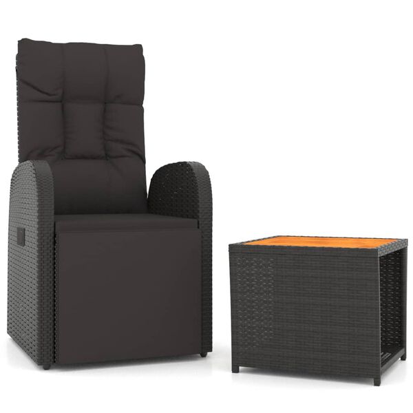 vidaXL 2-tlg. Garten-Lounge-Set Schwarz Poly Rattan Massivholz Akazie