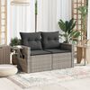 vidaXL Gartensofa 2-Sitzer mit Kissen Grau Poly Rattan