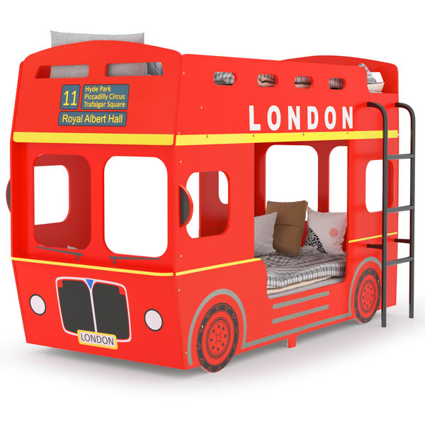 vidaXL Etagenbett Londoner Bus Rot MDF 90x200 cm