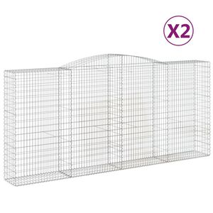 vidaXL Gabionen mit Hochbogen 2 Stk. 400x50x180/200cm Verzinktes Eisen