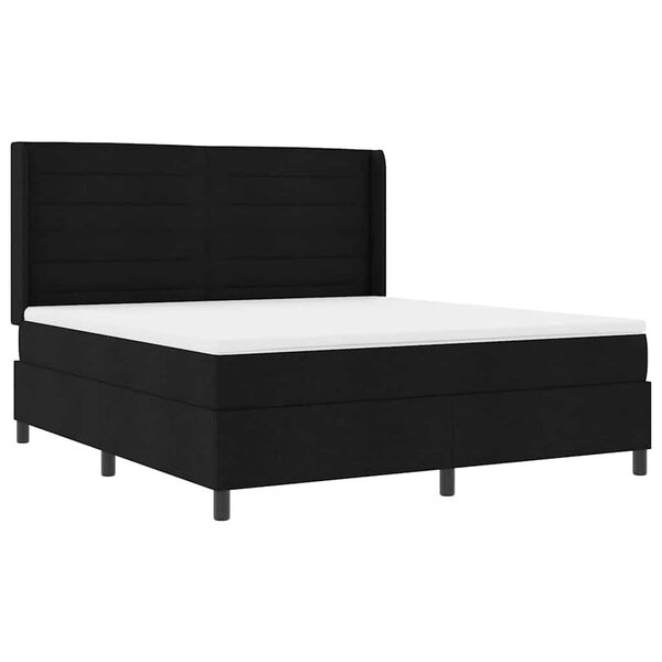 vidaXL Boxspringbett mit Matratze Schwarz 200 x 180 cm Stoff