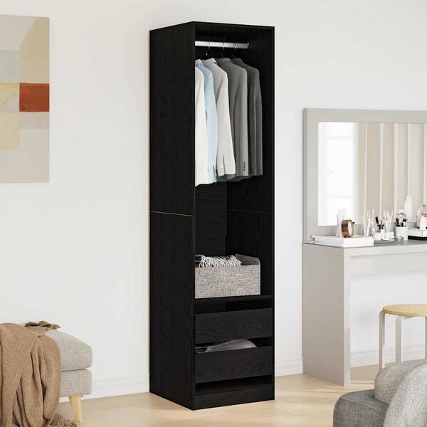 vidaXL Kleiderschrank mit Regal Schwarz Eichen-Optik 50 x 50 x 200 cm