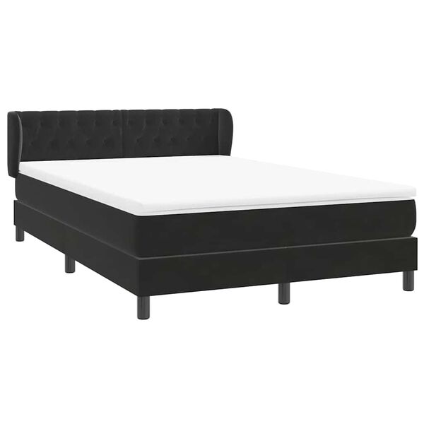 vidaXL Boxspringbett mit Matratze Schwarz 160x220 cm Samt