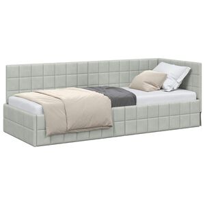 vidaXL Eckbettgestell Hellgrau 80 x 200 cm Samt
