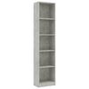 vidaXL B&uuml;cherregal 5 F&auml;cher Betongrau 40x24x175 cm Holzwerkstoff